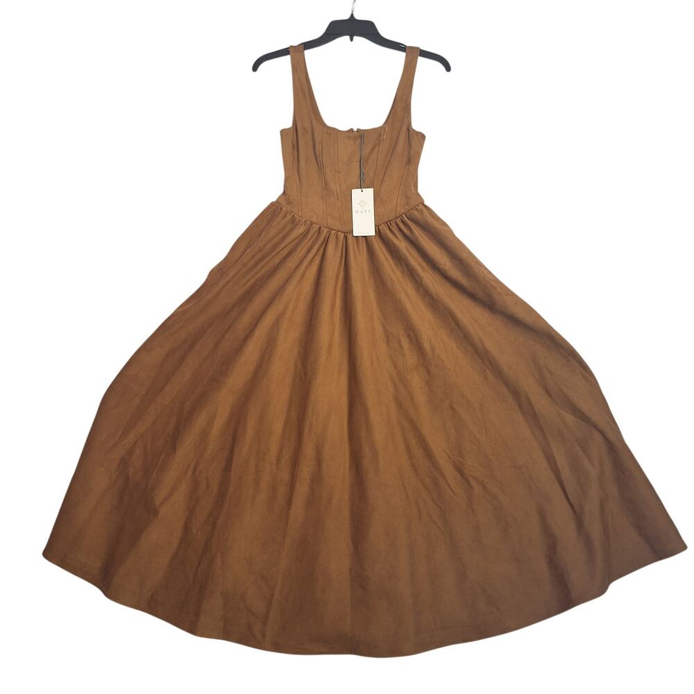 NWT WAYF Vegan Suede Dress Sz XS Tan Renfaire Cottagecore Fairy Romantic Regency